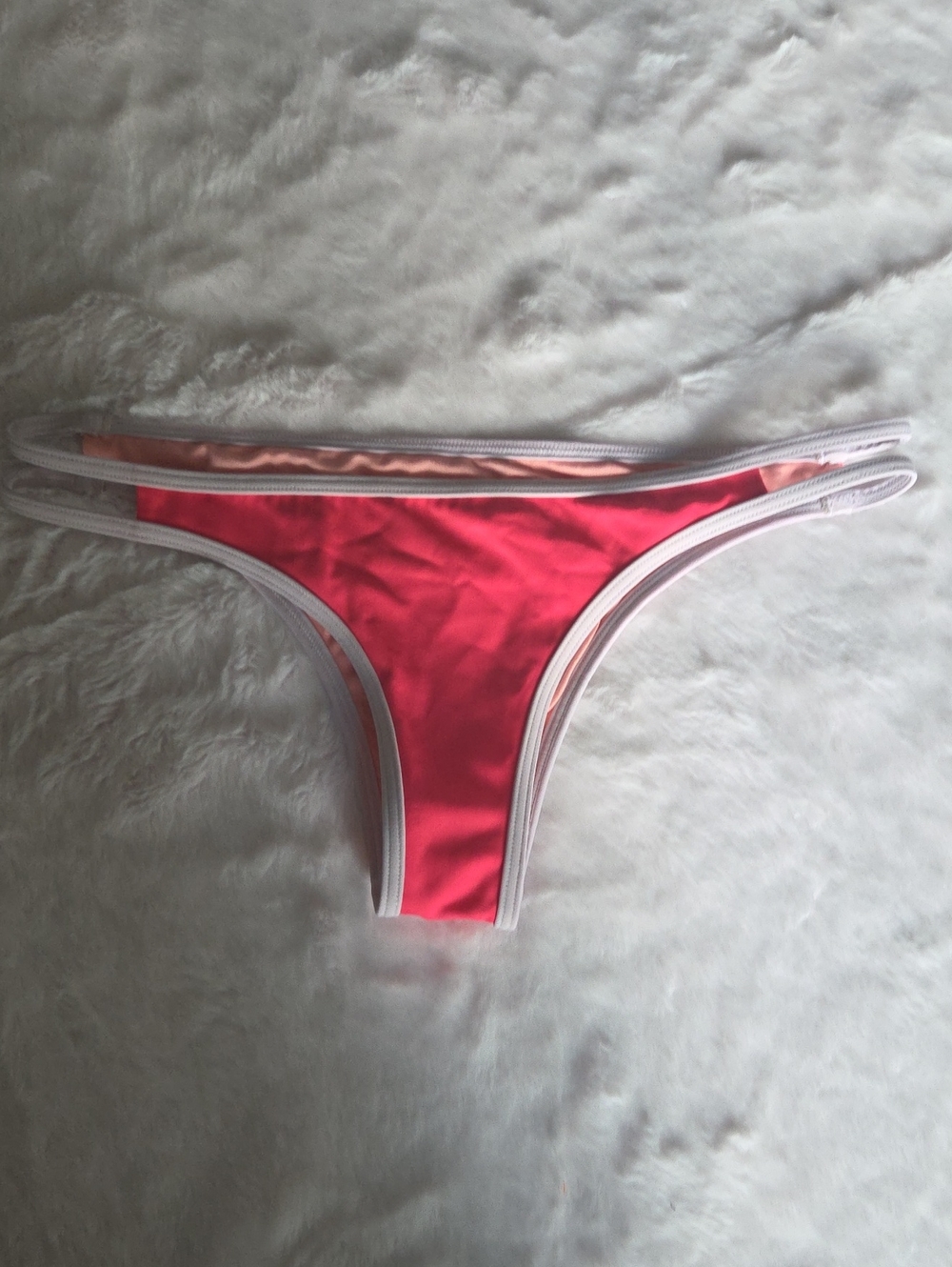 Victoria's Secret Hot Pink Bikini Bottom with White Trim